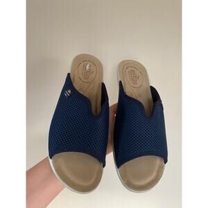 Fly Flot Made in Italy Womens 9 M Navy Blue Mesh Slide Sandals EU 40 Anti Shock
